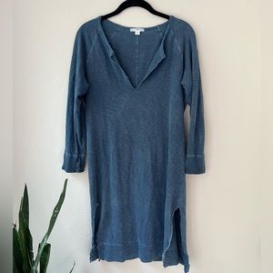 JAMES PERSE PIGMENT DYED SPLIT V NECK DRESS 2 M